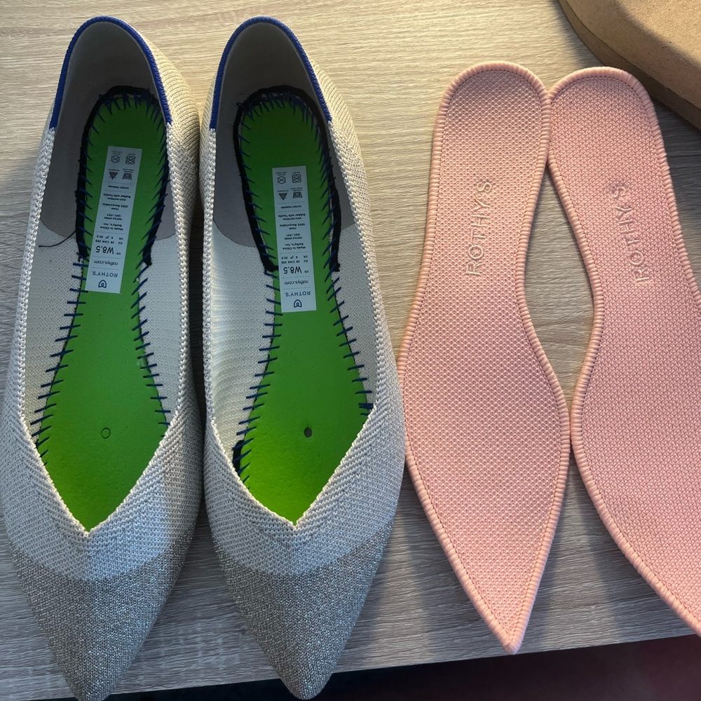 Rothy's Pointed Knit Flats in two tone Metallic Silver EUC - Picture 7 of 9